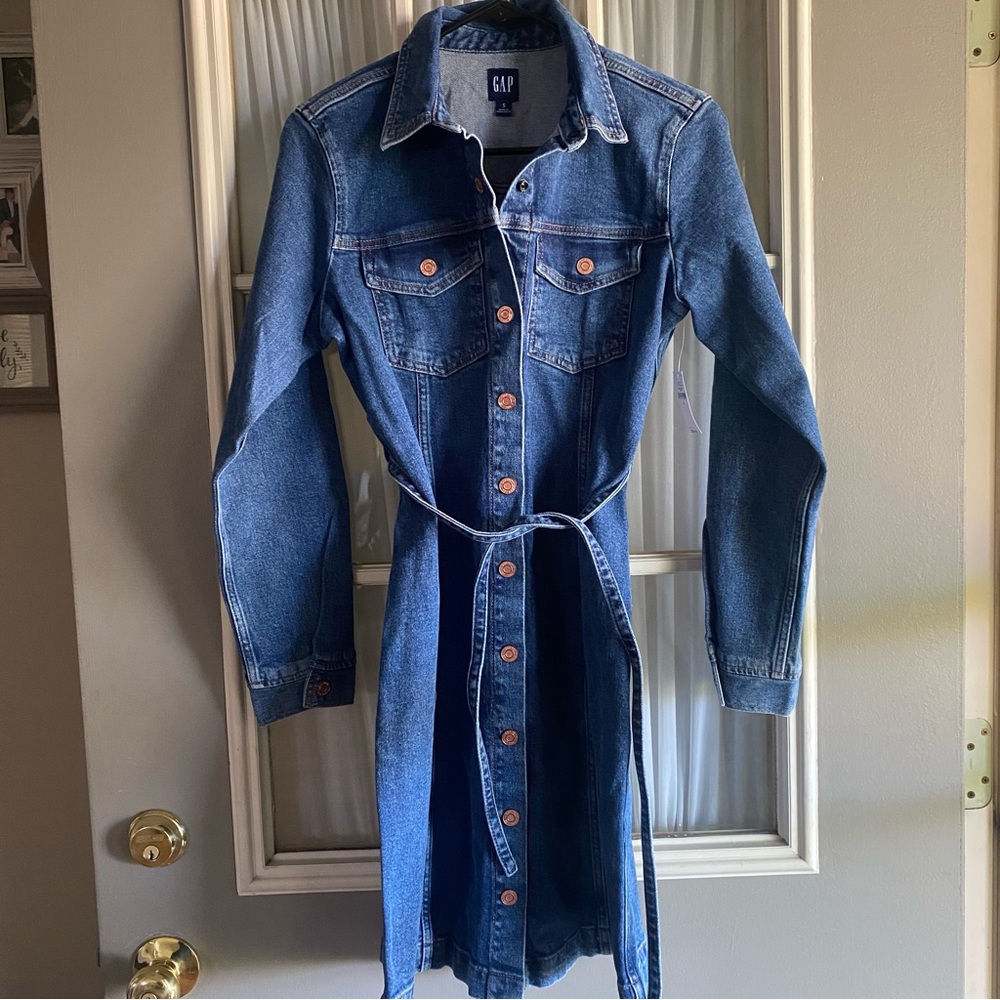NWT gap blue denim buttondown dress